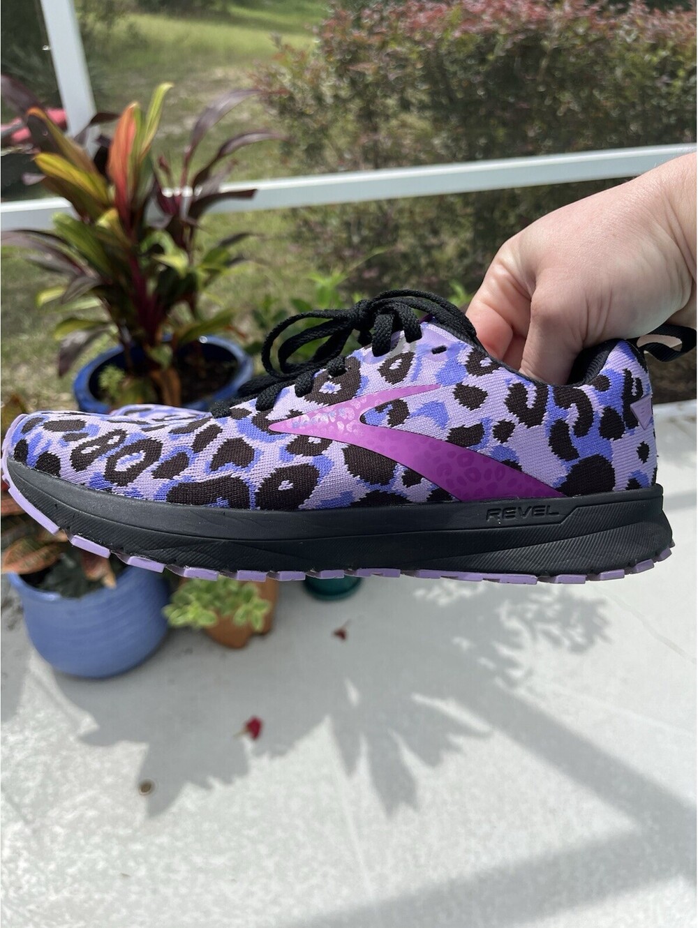 Brooks Revel 5 Running Shoes Women’s Size 8.5 Purple Leopard Cheetah Sneakers